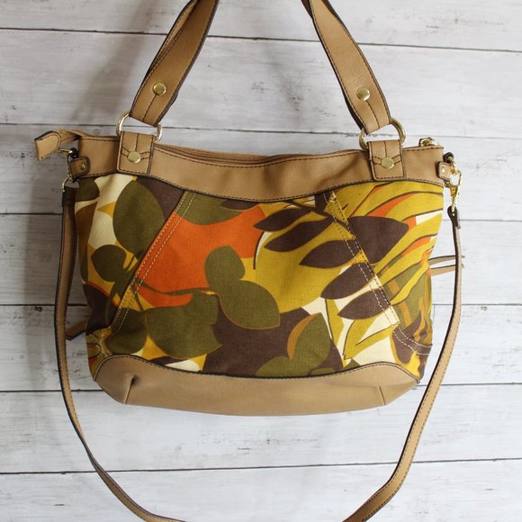 Relic Handbags - Relic Shoulder Bag Handbag Purse Tan Brown Green Orange Floral Crossbody